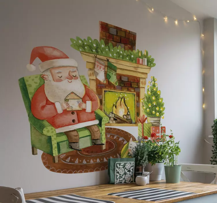 αυτοκόλλητο τζάκι πατέρας Χριστούγεννα χαλκομανίες - TenStickers