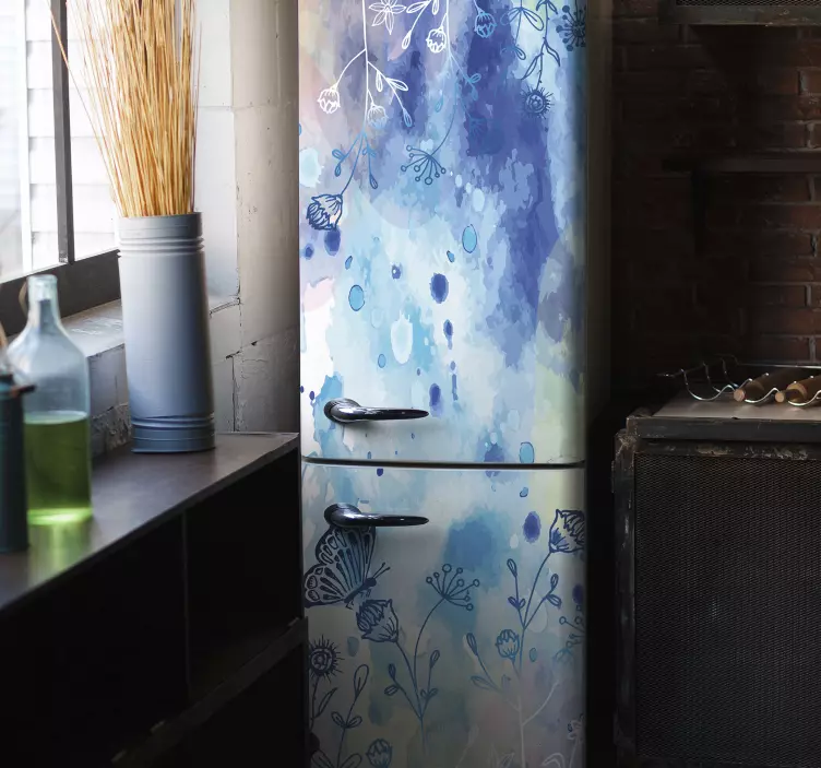 αυτοκόλλητο με λουλουδάτο σχέδιο και πεταλούδες - TenStickers