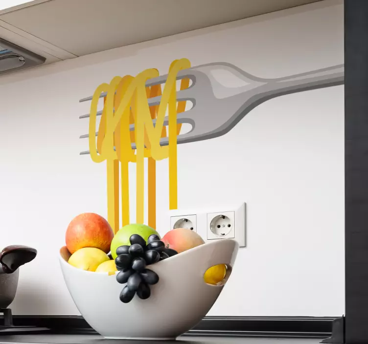 Αυτοκόλλητο με ένα πιρούνι με μακαρόνια - TenStickers