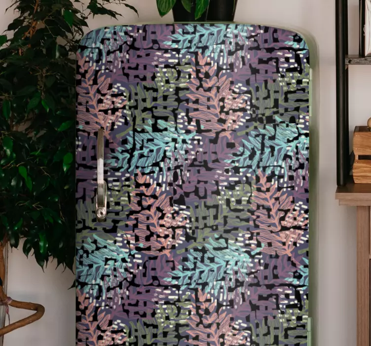 αυτοκόλλητα ψυγεία μοτίβα λουλουδιών φύλλων - TenStickers