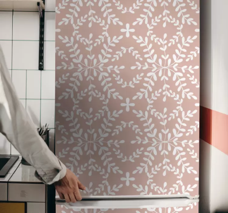 αυτοκόλλητα ψυγεία κάλυμμα με λουλουδάτο μοτίβο - TenStickers