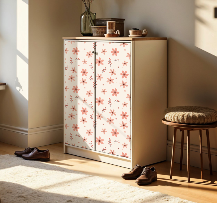 αυτοκόλλητο έπιπλα μπεζ λουλούδια - TenStickers