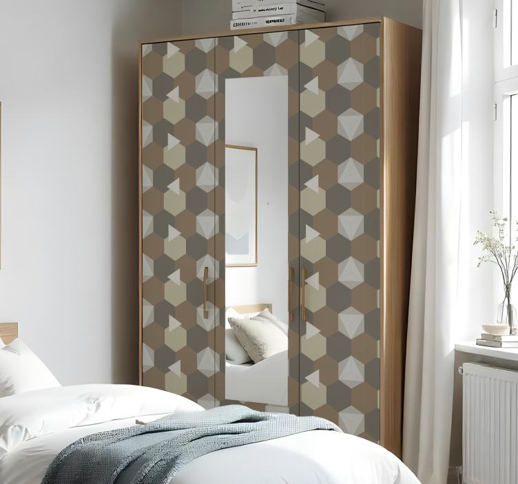 αυτοκόλλητο έπιπλα καφέ εξάγωνα - TenStickers