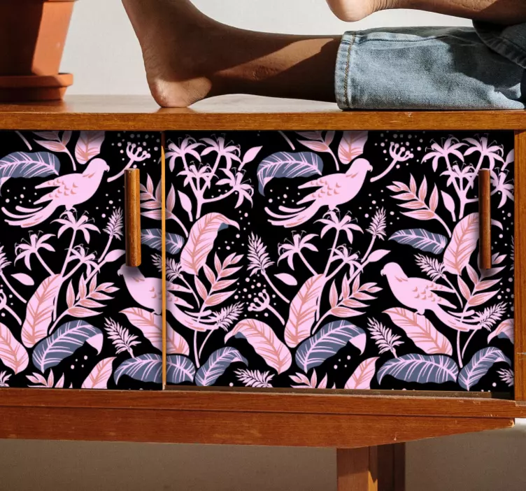 αυτοκόλλητο έπιπλα έμβλημα λουλουδιού πουλιού - TenStickers