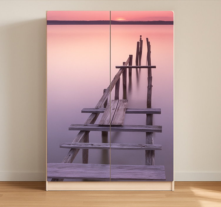 αυτοκόλλητο έπιπλα ηλιοβασίλεμα κατάστρωμα - TenStickers