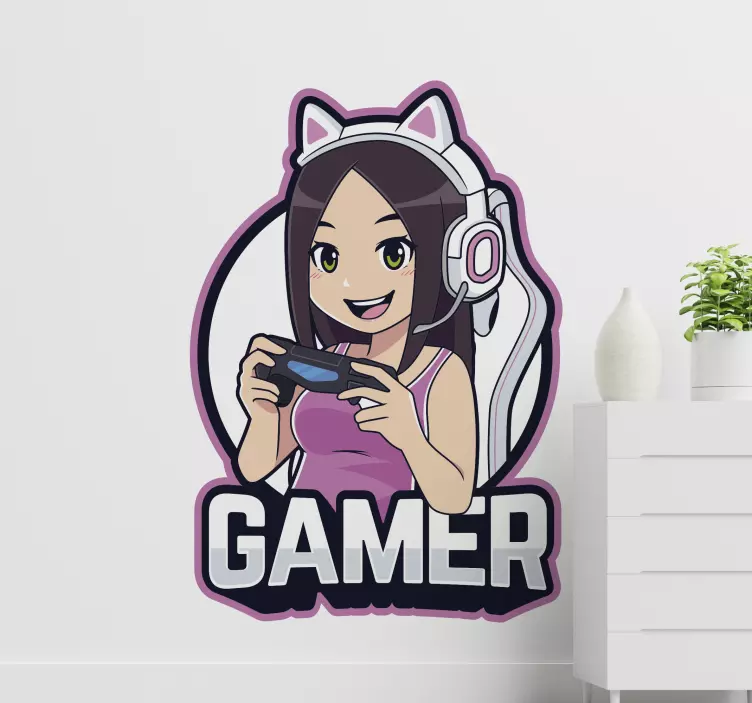αυτοκόλλητο gamer anime girl - TenStickers