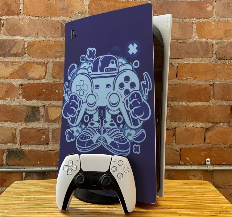 Gamer cartoon ps5 skin decal - TenStickers