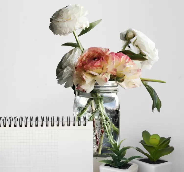 αυτοκόλλητο λουλουδιών γεωμετρικών λουλουδιών - TenStickers