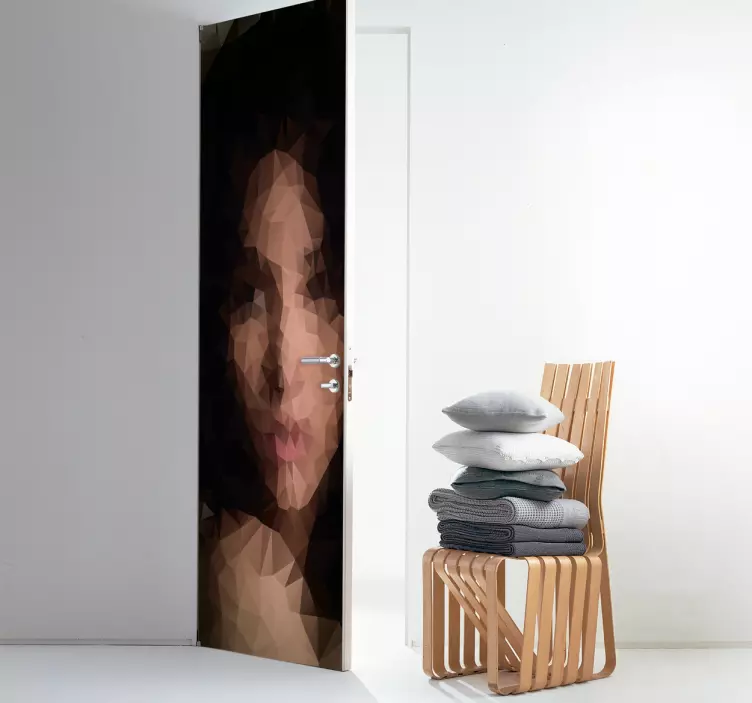 αυτοκόλλητο πόρτας γεωμετρικά γυναίκα - TenStickers