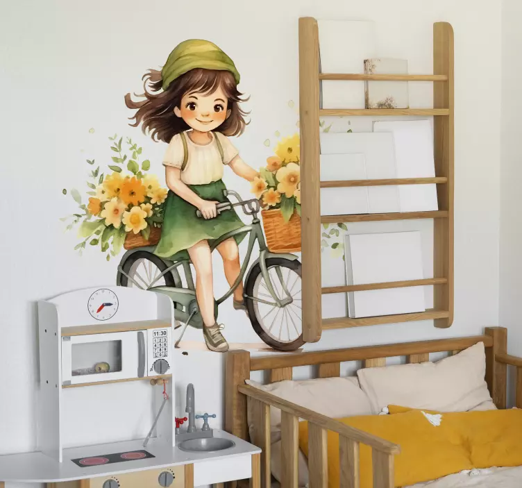 Λογότυπα Αυτοκόλλητα κορίτσι που κάνει ποδήλατο - TenStickers