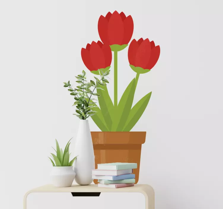 αυτοκόλλητο τοίχου με λουλούδια από κόκκινα λουλούδια - TenStickers