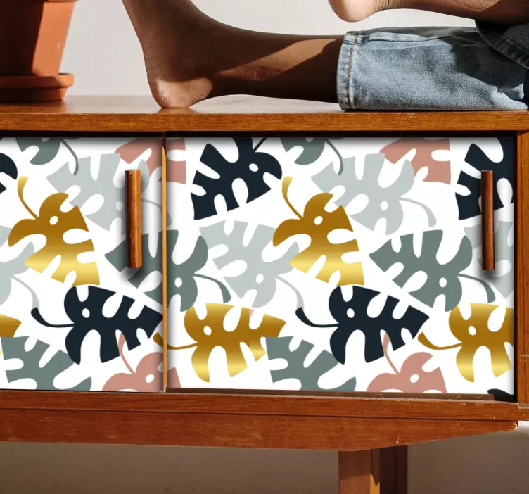 χρυσά και πολύχρωμα φύλλα αυτοκόλλητων επίπλων - TenStickers