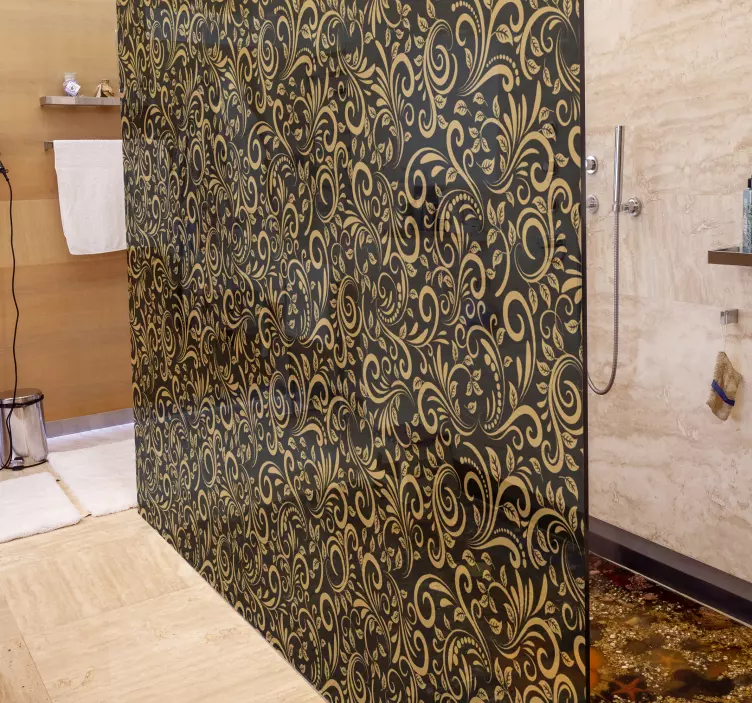 αυτοκόλλητο με χρυσά φύλλα πάνω από ένα γραφίτη ντους - TenStickers