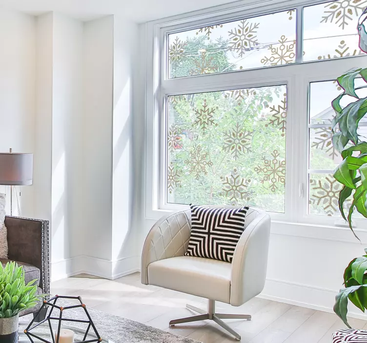 χρυσές νιφάδες χιονιού σετ χριστουγεννιάτικων χαλκομανιών - TenStickers