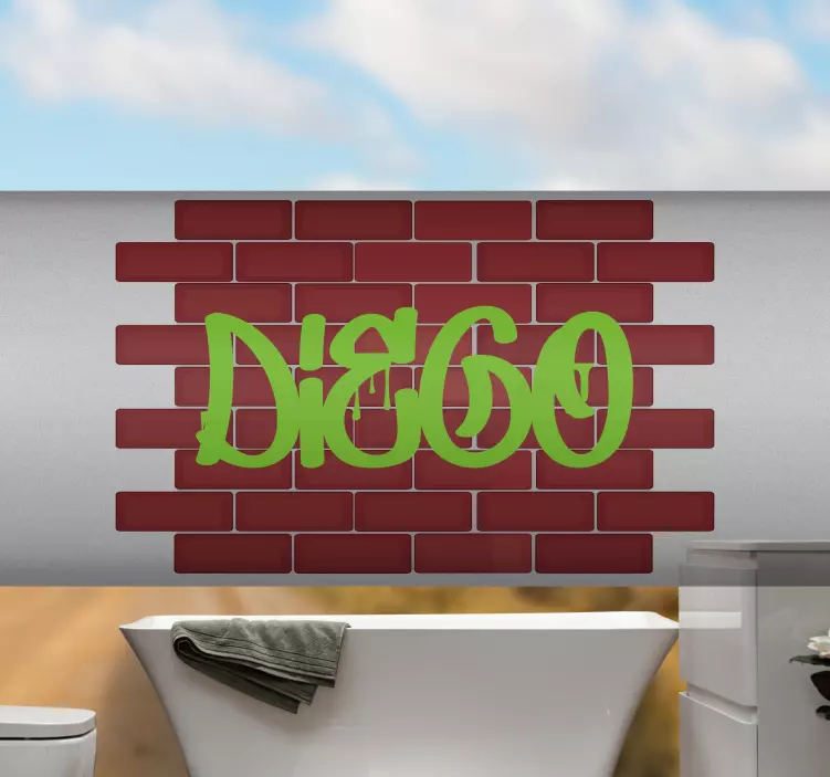 γκράφιτι σε τούβλα όνομα μοτίβο αυτοκόλλητο - TenStickers