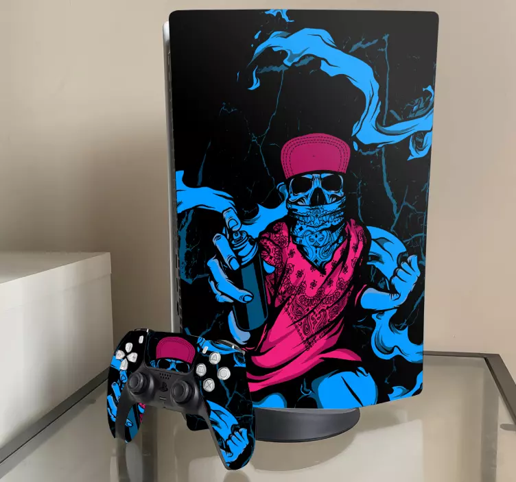 αυτοκόλλητο graffiti skull design ps5 - TenStickers