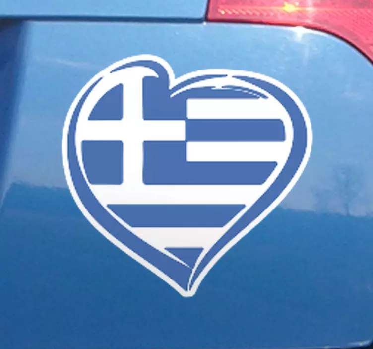 αυτοκόλλητο ελληνική σημαία σε μια καρδιά αγάπης - TenStickers