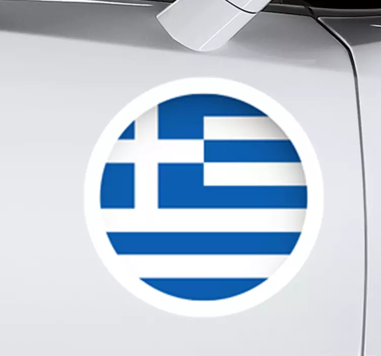 αυτοκόλλητο με ελληνική σημαία στρογγυλό αυτοκίνητο - TenStickers