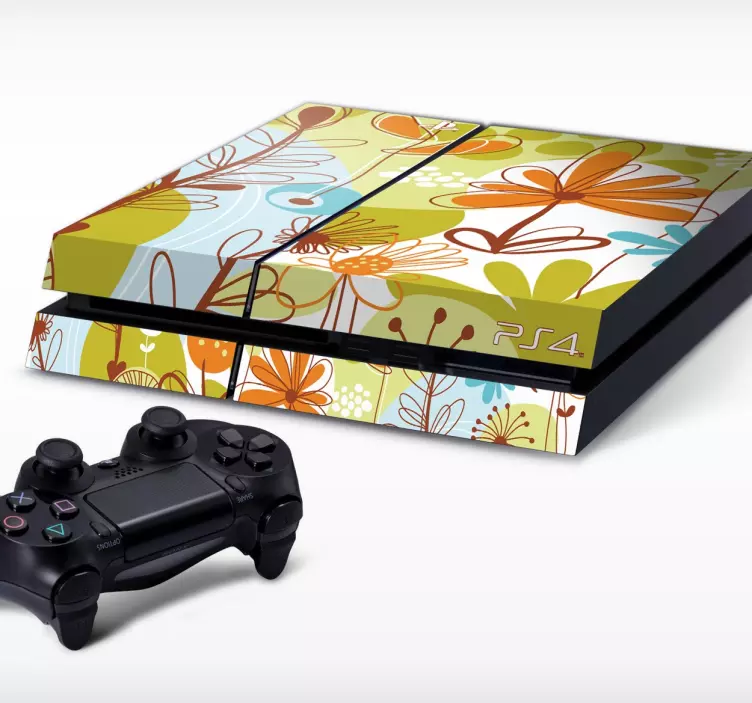 πράσινο floral playstation 4 δέρμα - TenStickers