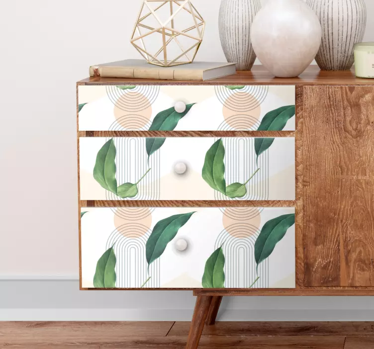 αυτοκόλλητο με φύλλα με αφηρημένα ροζ έπιπλα - TenStickers