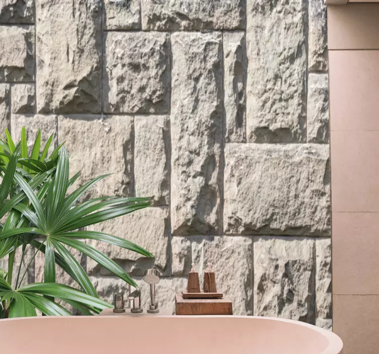 αυτοκόλλητο με γκρι ρουστίκ πέτρινο τοίχο βινύλιο - TenStickers