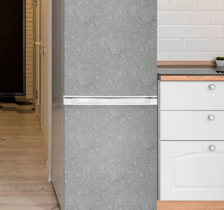 γκρι αποχρώσεις floral μοτίβο ψυγείο βινυλίου αυτοκόλλητο - TenStickers