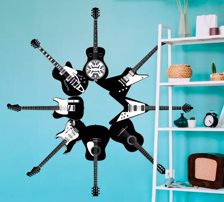 αυτοκόλλητο με κιθάρες σε κύκλο ροκ - TenStickers