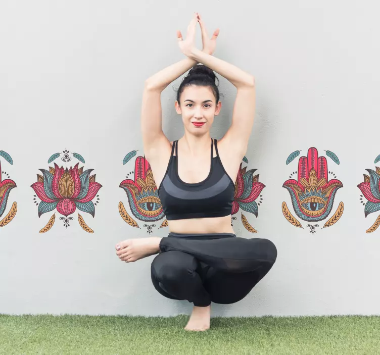 αυτοκόλλητο hamsa mano yoga wall border - TenStickers