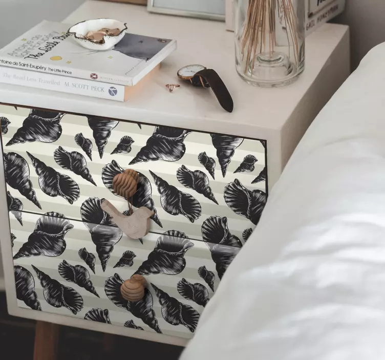 Αυτοκόλλητο με το χέρι να ζωγραφίσει κοχύλι vintage έπιπλα - TenStickers