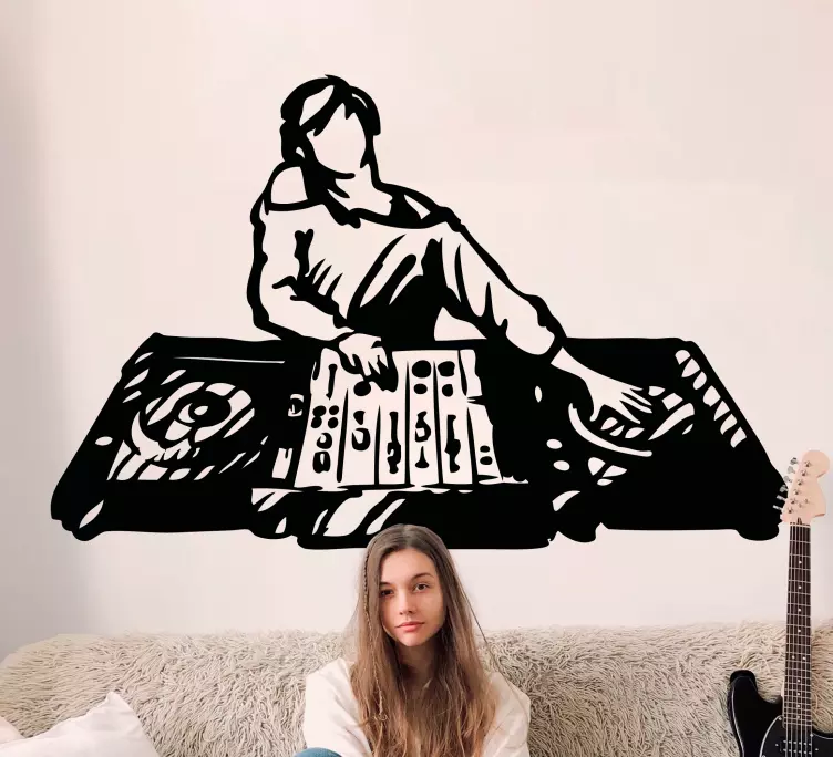 χέρι που dj παίζοντας μουσική εφηβικά τείχη - TenStickers