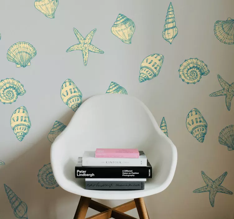 αυτοκόλλητα με φύλλα κοχύλι και αστερίες - TenStickers