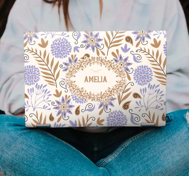 βαμμένα vintage λουλούδια μοτίβο δέρματα φορητού υπολογιστή - TenStickers