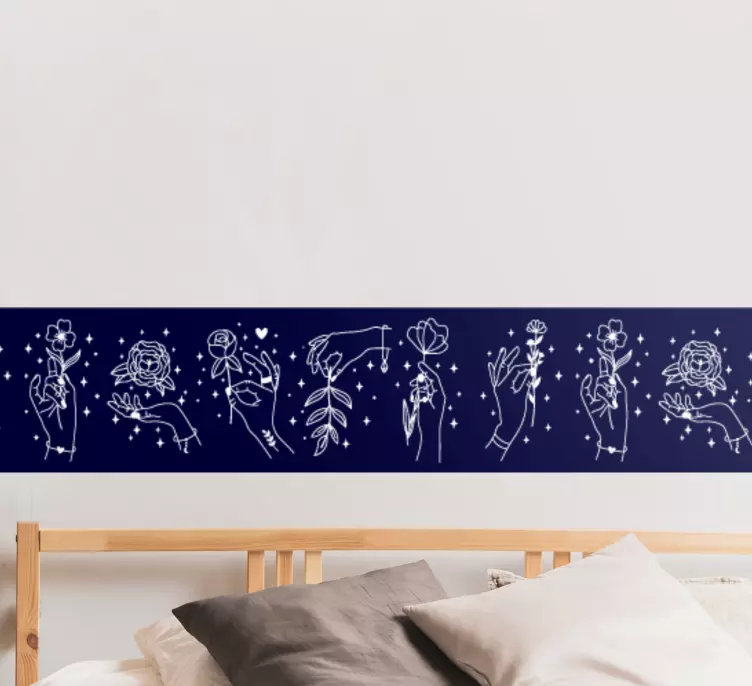 αυτοκόλλητο χέρια με λουλούδια handdrawn περίγραμμα - TenStickers