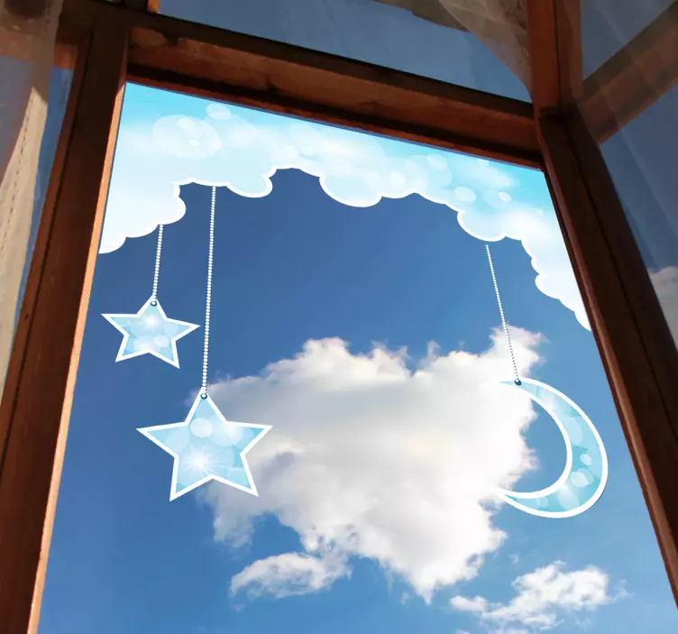 αυτοκόλλητο κρεμασμένου φεγγαριού και αστεριών - TenStickers