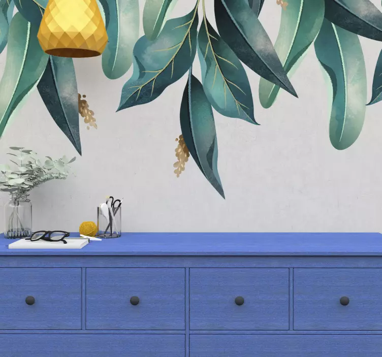 αυτοκόλλητο τοίχου κρεμαστό τροπικό φύλλα - TenStickers