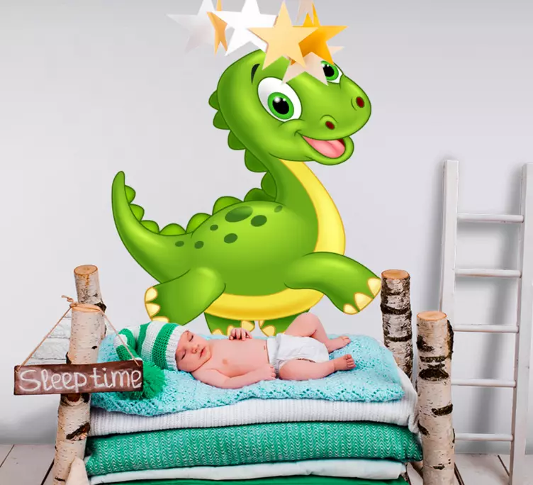 ευτυχισμένος δεινόσαυρος που τρέχει πόρτα - TenStickers