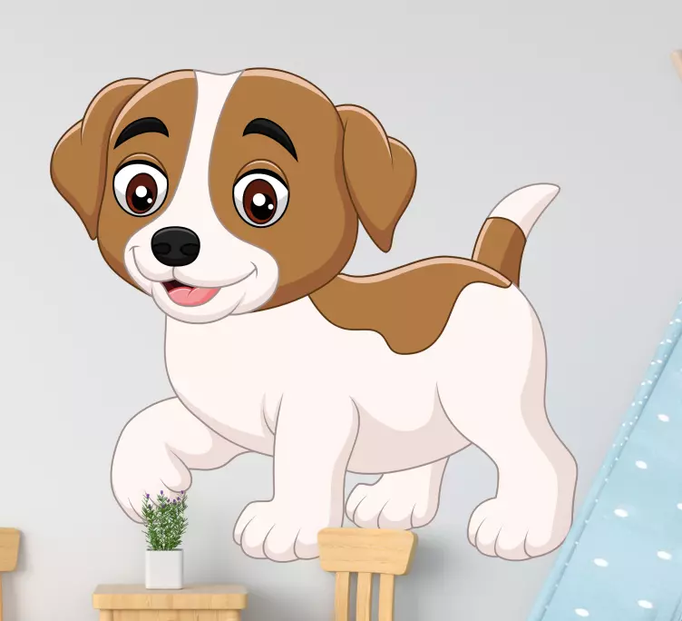 αυτοκόλλητο χαρούμενος λίγο σκύλος κινουμένων σχεδίων - TenStickers