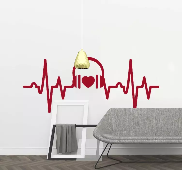 αυτοκόλλητο ακουστικών και καρδιά dj - TenStickers