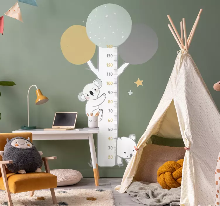 Αυτοκόλλητο διάγραμμα διαστάσεων παστέλ δέντρο με ζώα - TenStickers