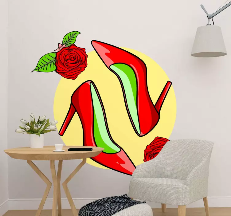 αυτοκόλλητο με ψηλό τακούνι με λουλούδια - TenStickers