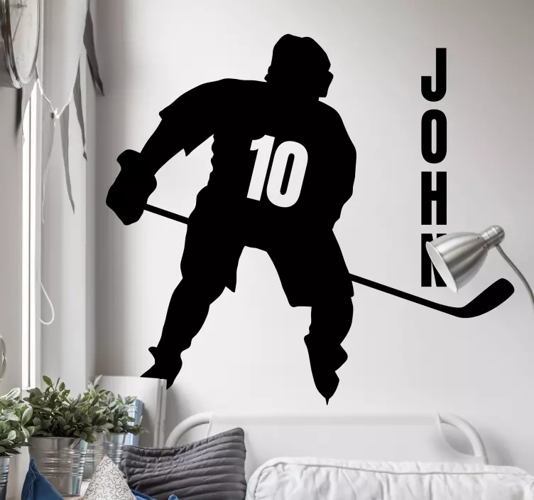 δράση παίκτης χόκεϊ επί πάγου με όνομα wall decal - TenStickers
