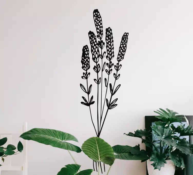 αυτοκόλλητο πόρτας αποξηραμένα λουλούδια μινιμαλιστικό - TenStickers