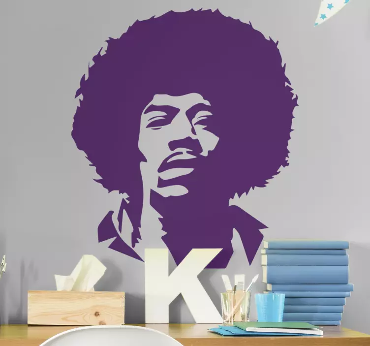 Jimi hendrix σιλουέτα vintage αυτοκόλλητα - TenStickers