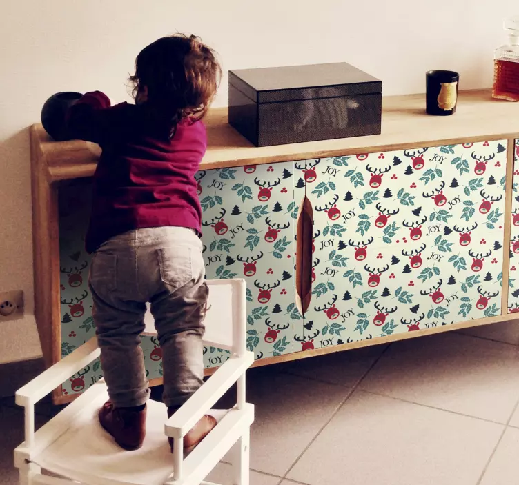 αυτοκόλλητο επίπλων χαράς και ταράνδων - TenStickers