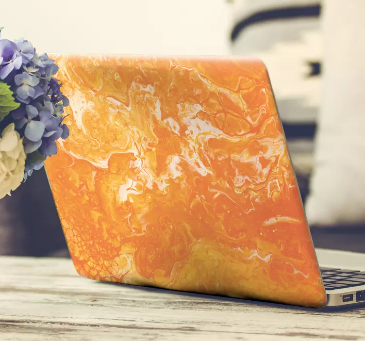 Αυτοκόλλητο για φορητό υπολογιστή Τολμηρό Πορτοκαλί Μοτίβο - TenStickers