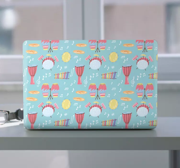 Αυτοκόλλητο για φορητό υπολογιστή πολύχρωμα μουσικά στοιχεία - TenStickers