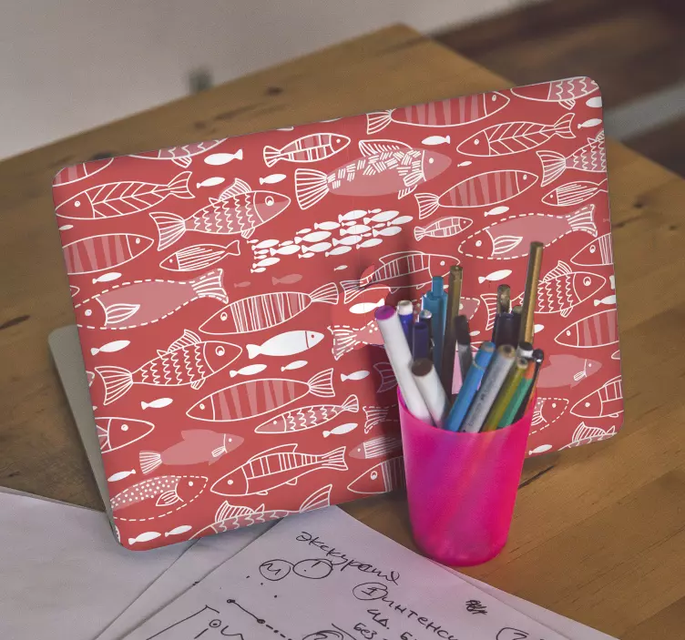 Αυτοκόλλητο για φορητό υπολογιστή ιδιότροπο μοτίβο ψαριών - TenStickers