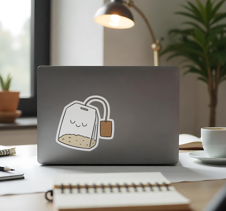 Αυτοκόλλητο για φορητό υπολογιστή χαρούμενο φακελάκι τσαγιού - TenStickers