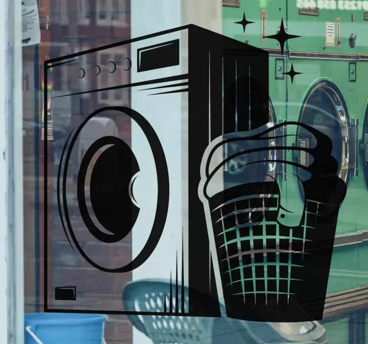 αυτοκόλλητο βιτρίνας στυλ vintage δωμάτιο πλυντηρίου - TenStickers