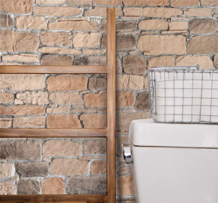 ανοιχτό καφέ πέτρινα τούβλα ρουστίκ βινυλίου αυτοκόλλητο - TenStickers